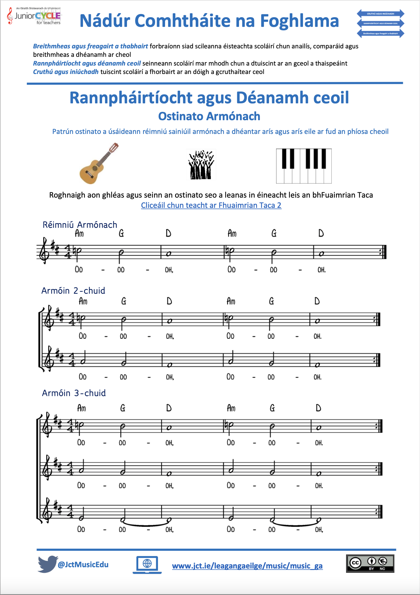 Nádúr Comhtháite na Foghlama-Rannpháirtíocht agus déanamh ceoil (Ostinato Armónach 2)