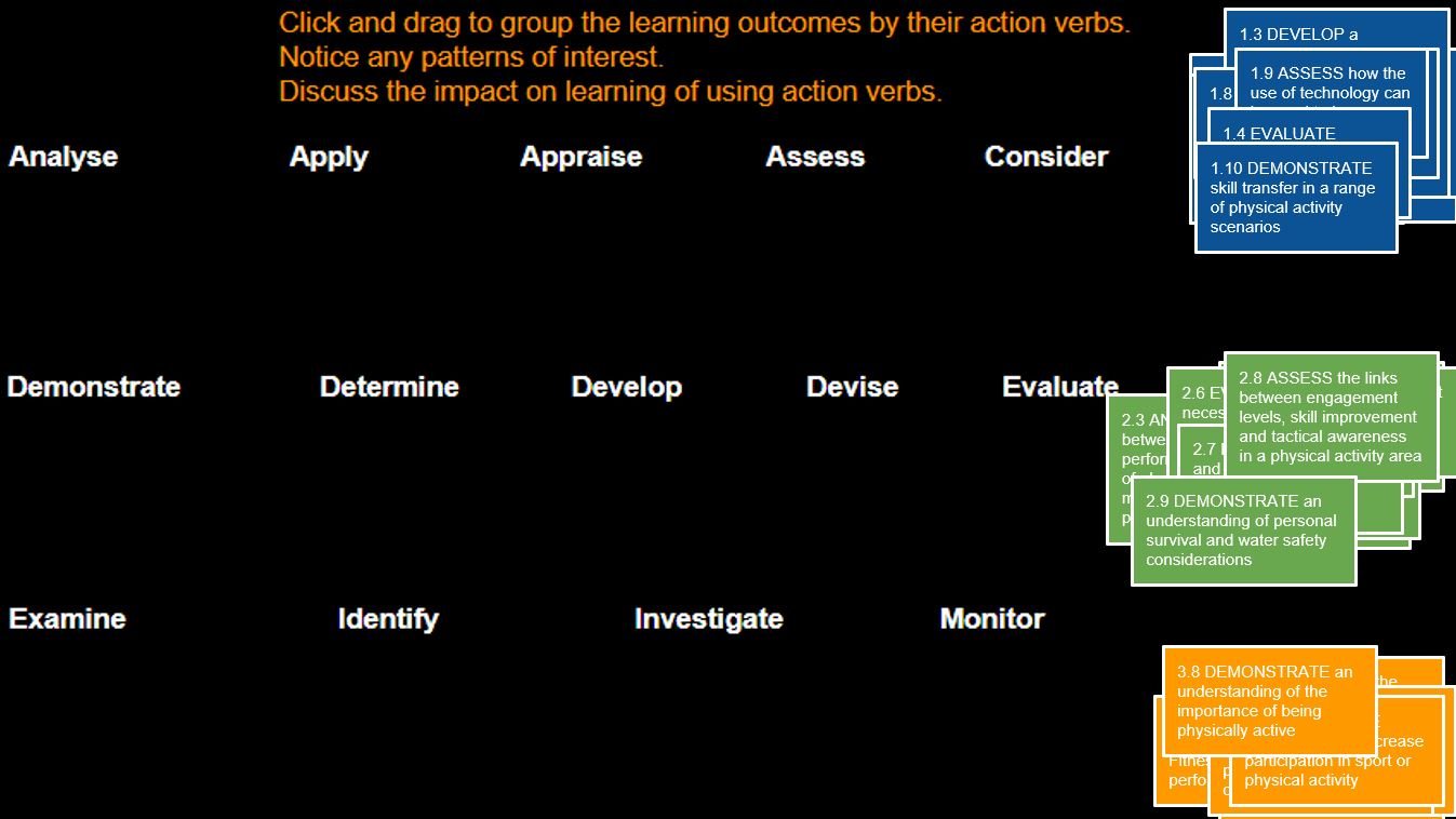 Action Verbs 1. Grouping Activity