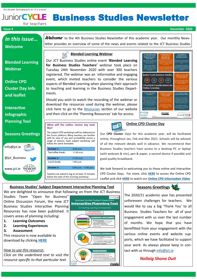 Business Studies Newsletter December 2020