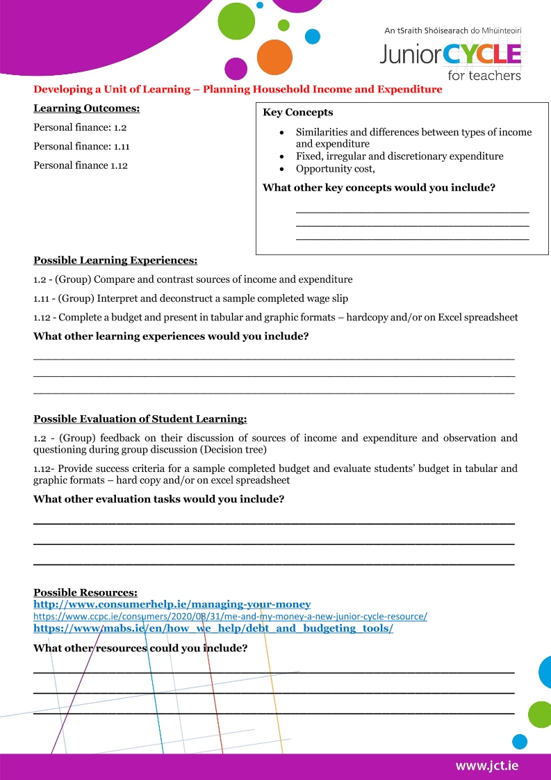 Planning Household Income and Expenditure