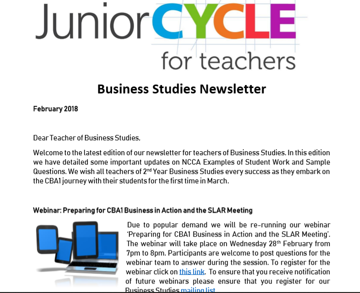 Business Studies Newsletter February 2018