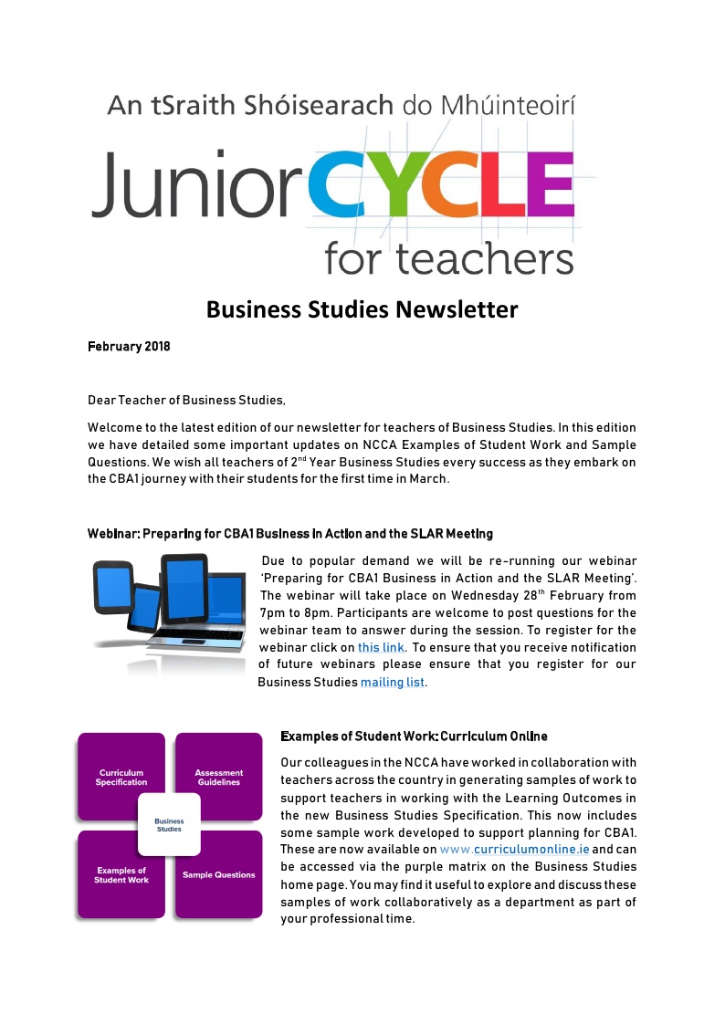 Business Studies Newsletter March 2018