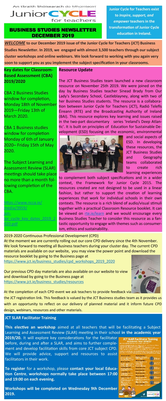 Business Studies Newsletter December 2019