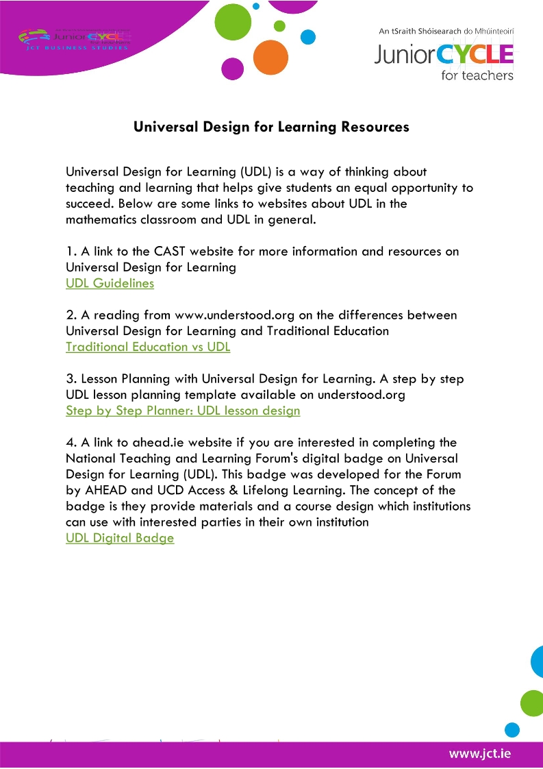 Universal Design for Learning Online Resources