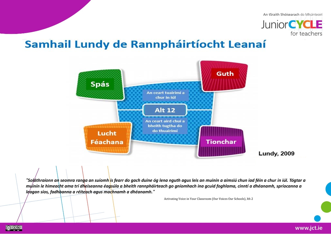 Samhail Lundy de Rannpháirtíocht Leanaí