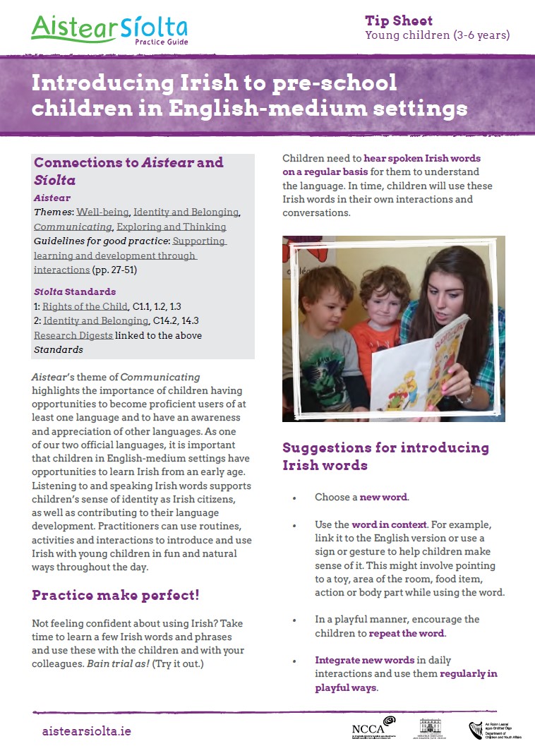 Introducing Irish to Pre-school Children in English Medium Settings 3-6 years