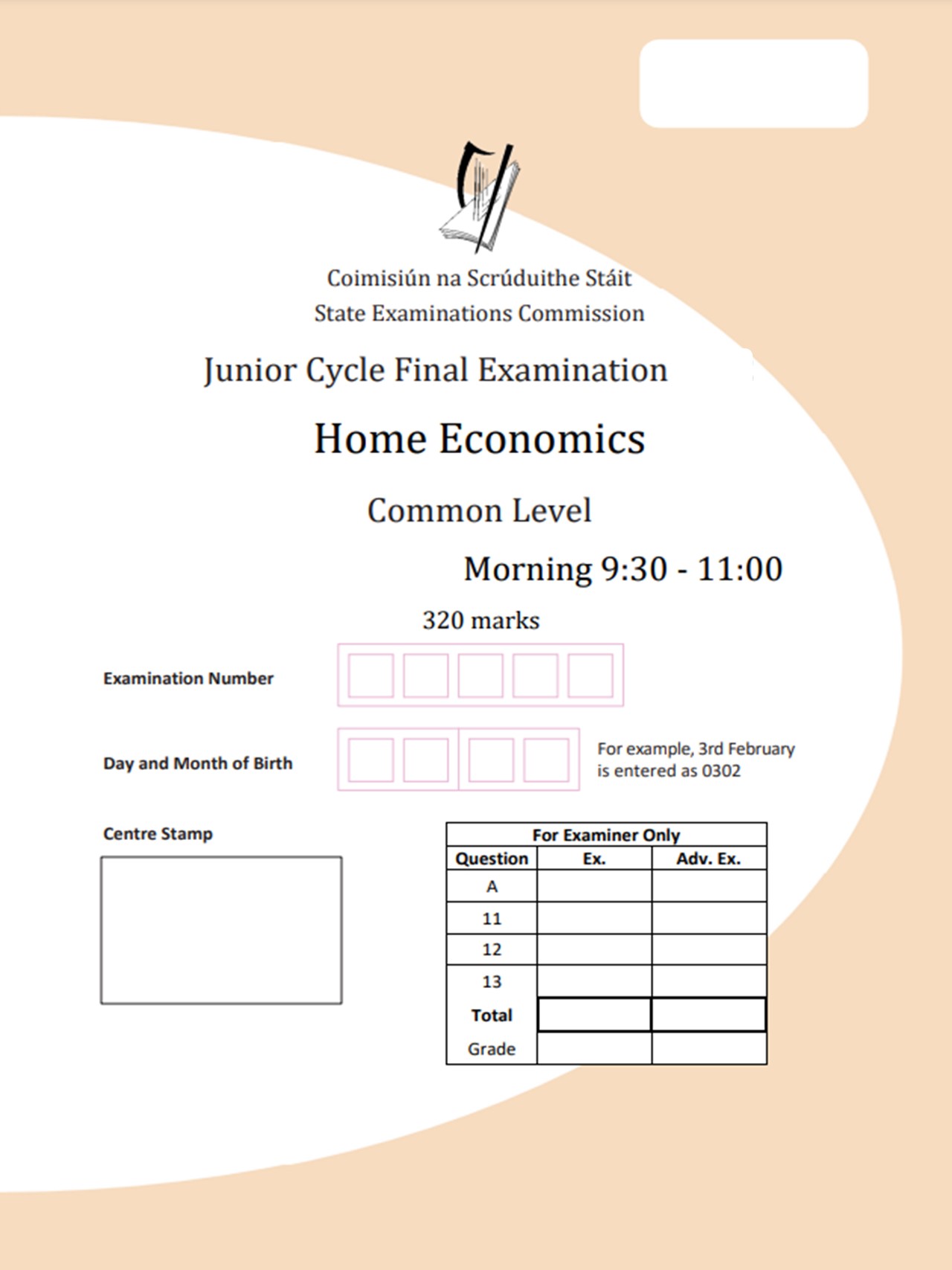 Junior Cycle Home Economcis Examination Paper