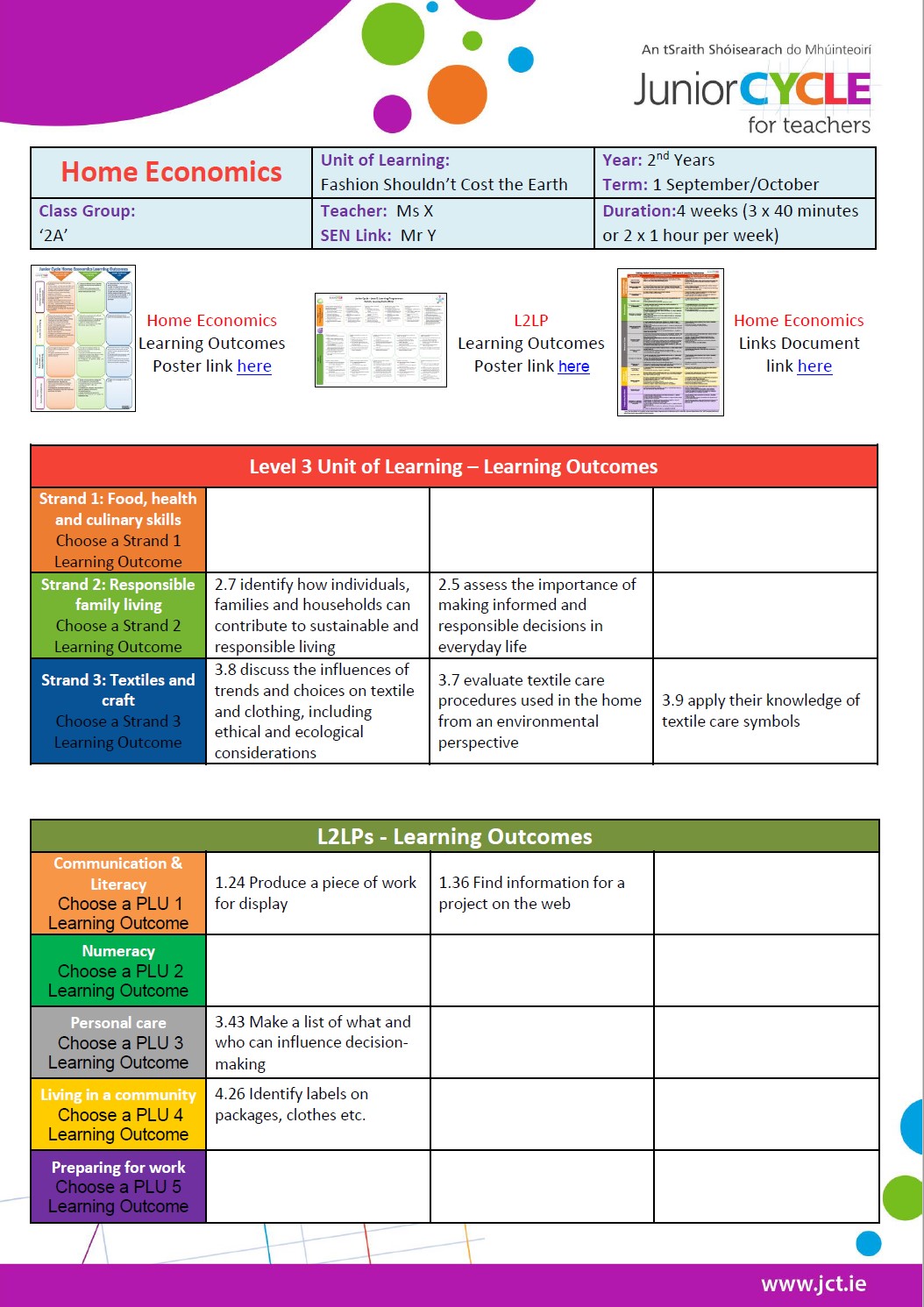 L2LPs Subject Planning Document - Fashion Shouldn't Cost the Earth