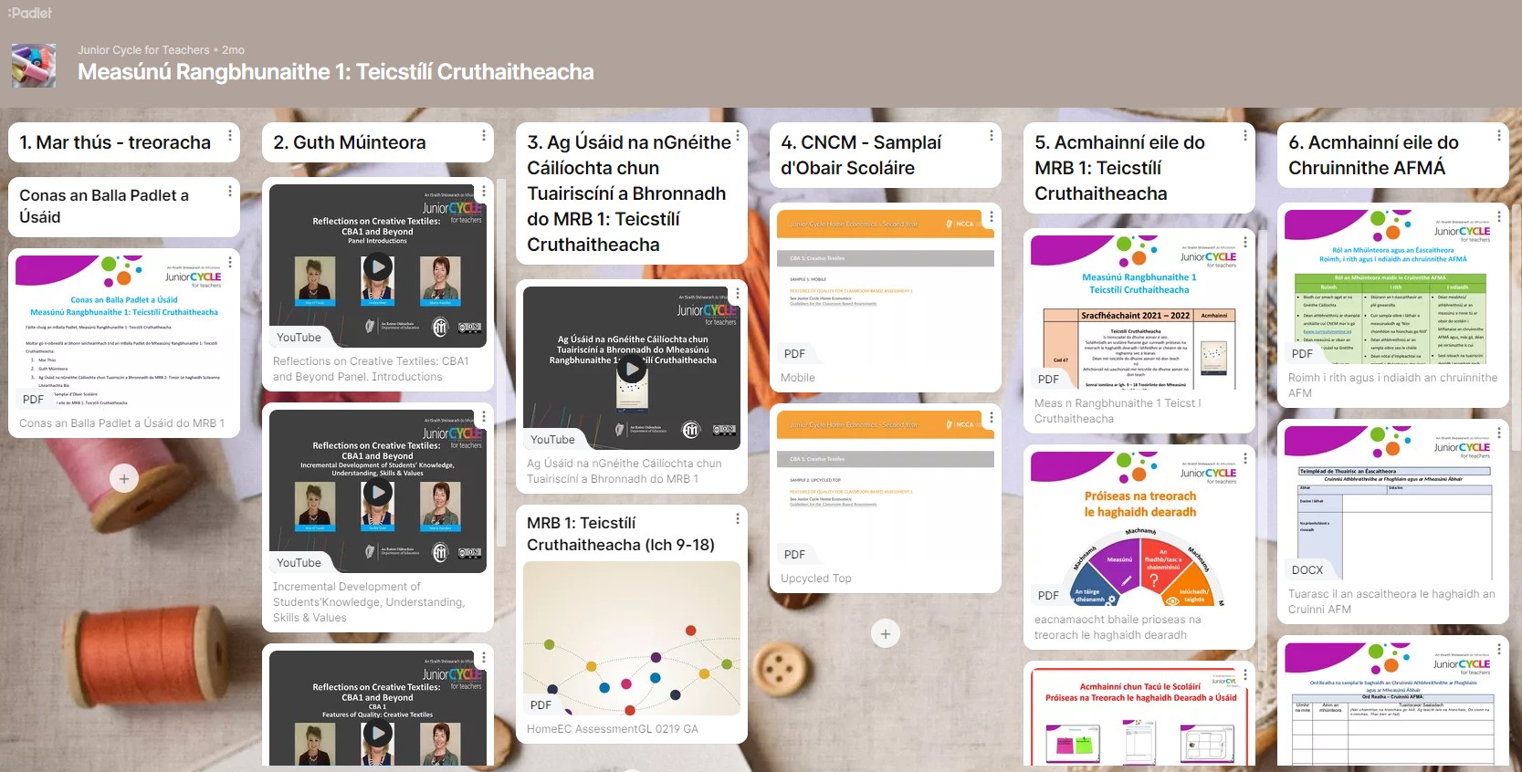 Padlet: MRB 1 Teicstílí Cruthaitheacha