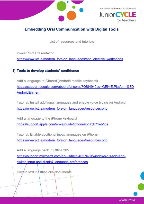 Embedding Oral Communication with Digital Tools Handout