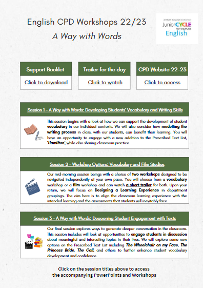 Summary of 2022-23 English CPD Workshop