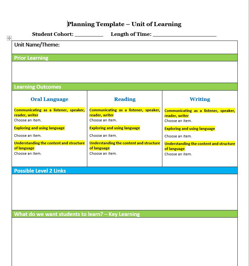 Interactive Planning Template Portrait