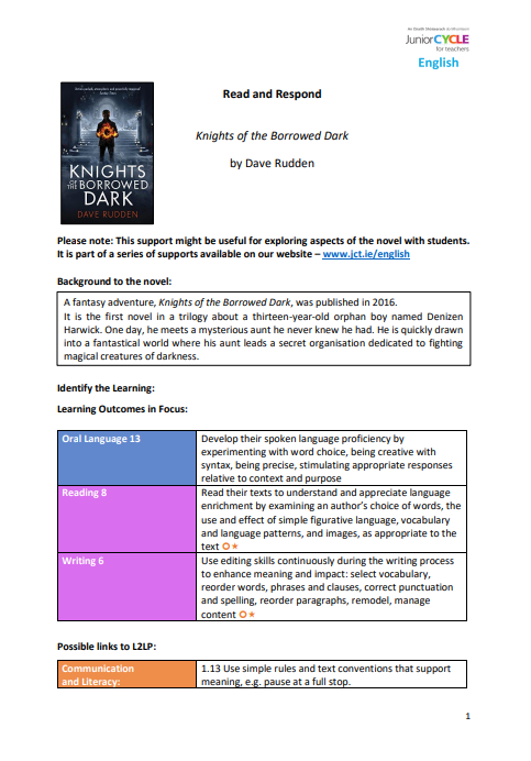 Read and Respond - Knights of the Borrowed Dark