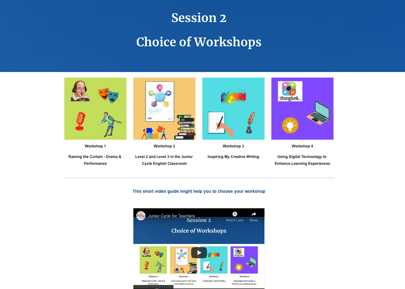 Session Two - Workshop Options