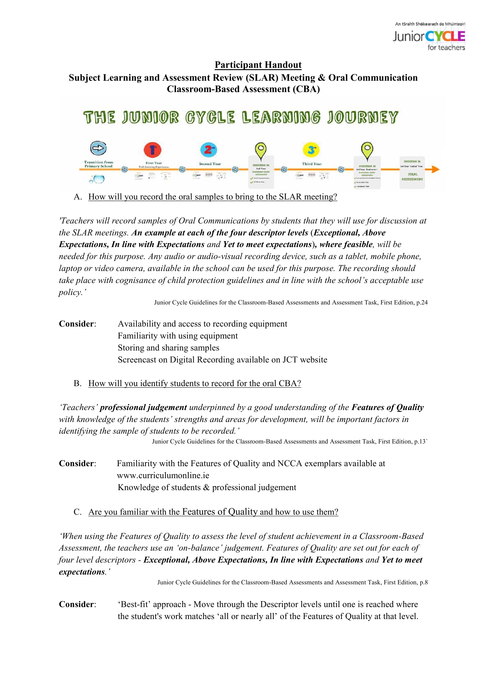 SLAR & Oral CBA Participant Handout