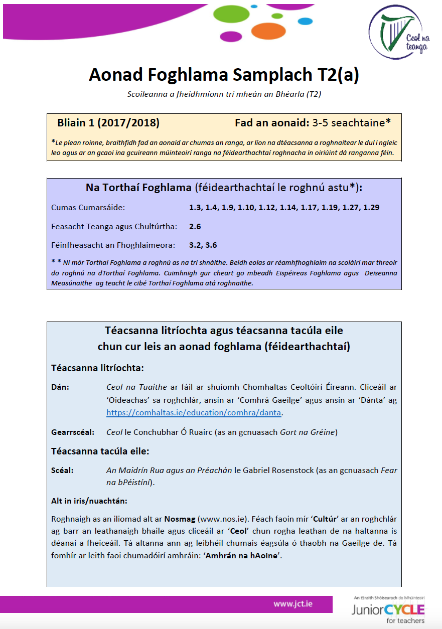 T2 - Aonad Foghlama Samplach 'A'