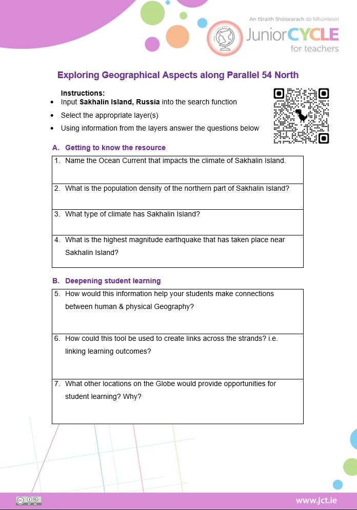 Worksheet for Going Global on Parallel 54 North