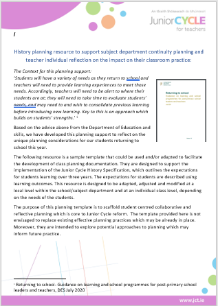 Junior Cycle History Unit of Learning Planner 20202021 .docx