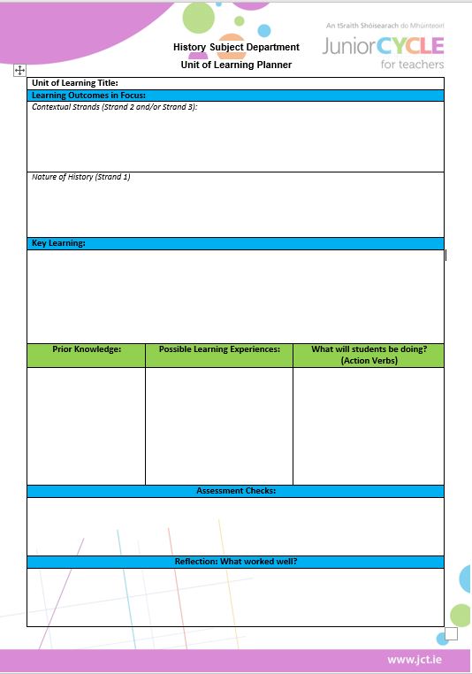 Unit of Learning Planner with Action Verbs and Prior Knowledge