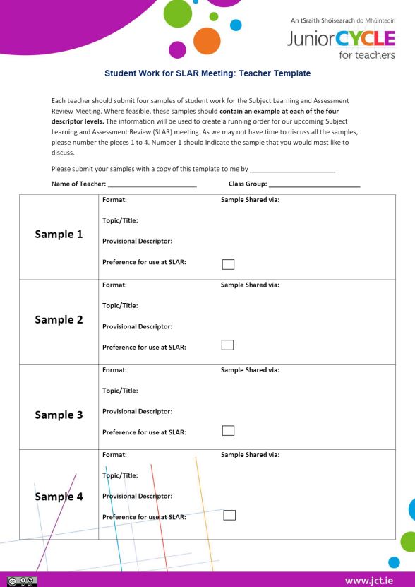 Sharing Samples of Student Work