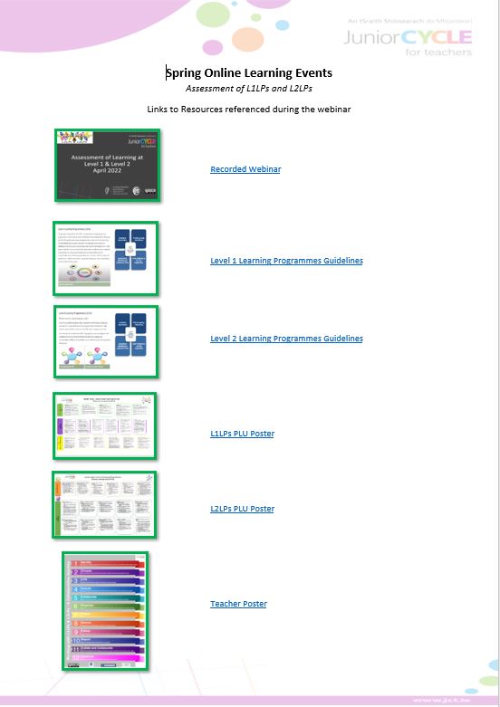 Webinar Resources List