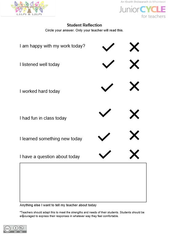 Student Reflection Editable