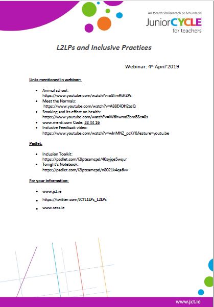 Inclusive Practices Webinar Handout