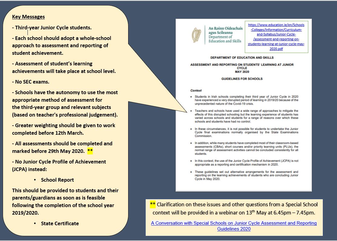 Junior Cycle Assessment and Reporting Guidelines 2020 Newsletter