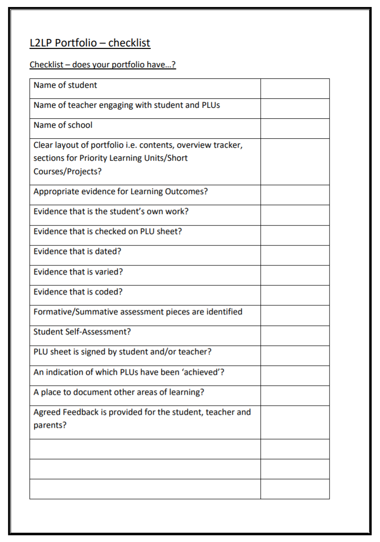 Portfolio Checklist