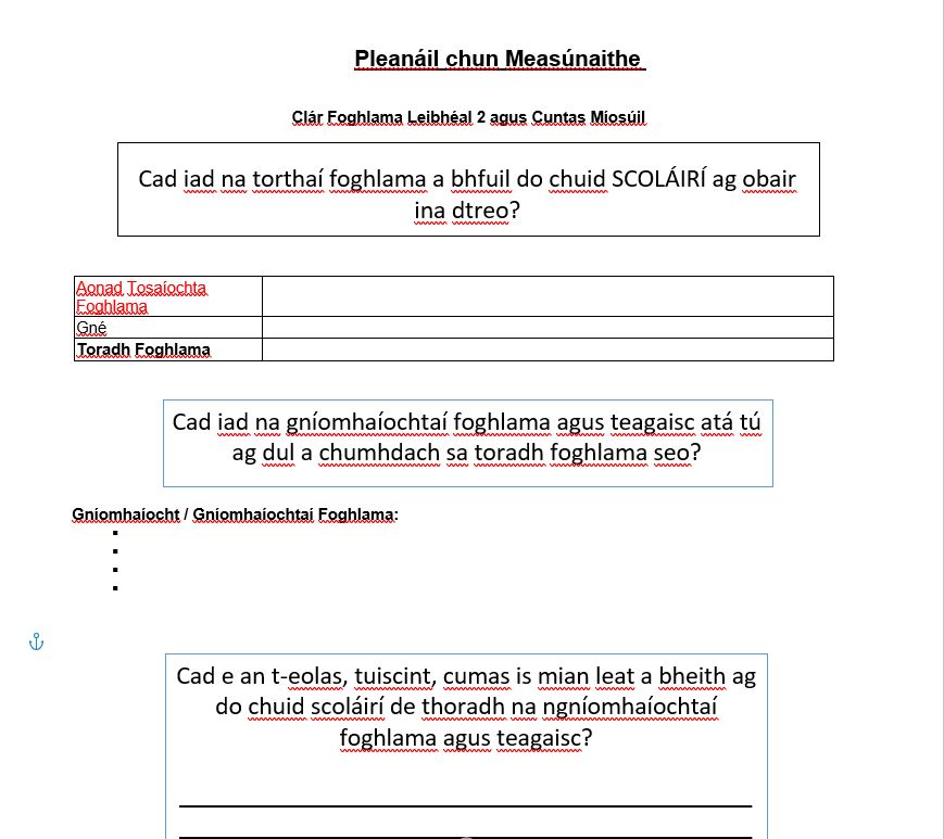 Pleanáil chun Measúnaithe