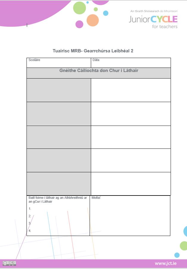 Tuairisc MRB- Gearrchúrsa Leibhéal 2