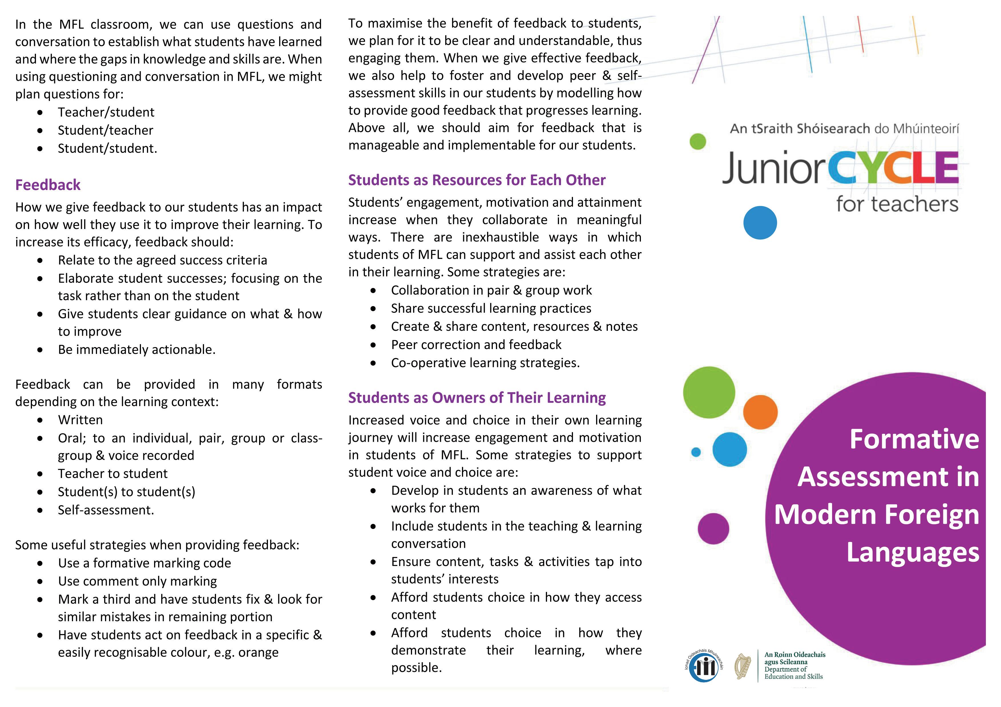 Formative Assessment Info Leaflet MFL