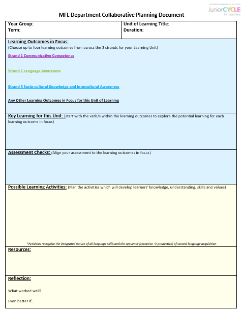 MFL Planning Template