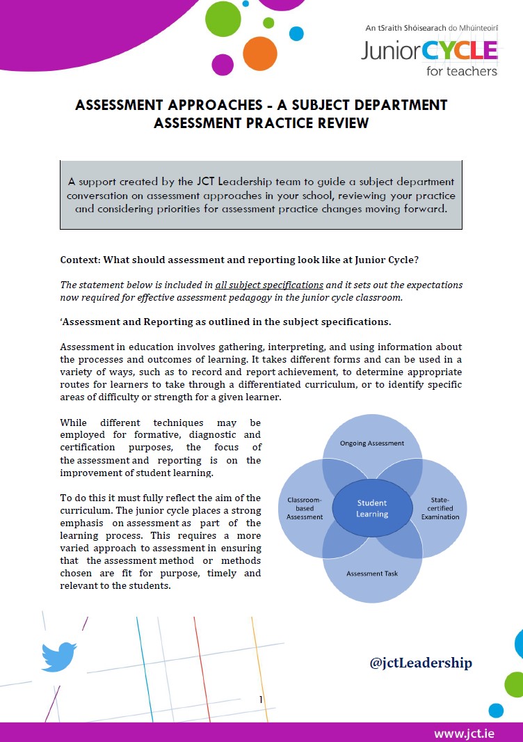 Subject Department Assessment Review Booklet