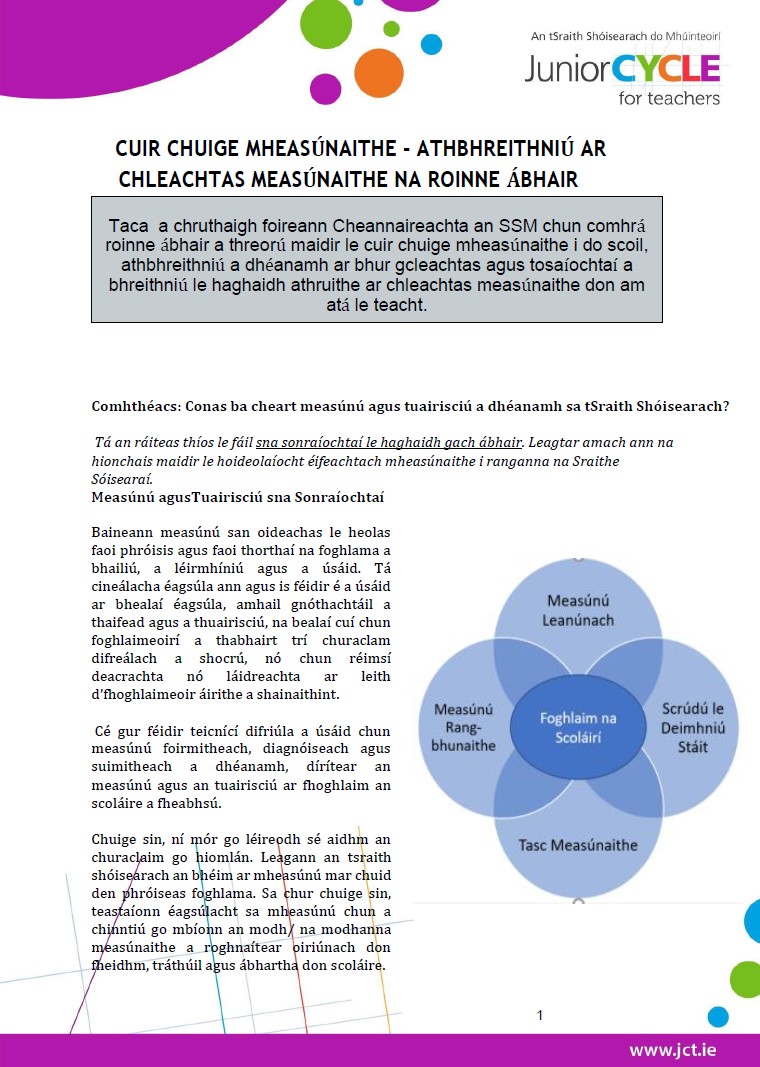 Athbhreithniú ar Chleachtas Measúnaithe na Roinne Ábhair