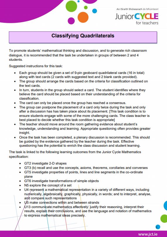 Classifying Quadrilaterals Task