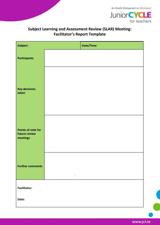 Facilitator's Report for SLAR Meeting