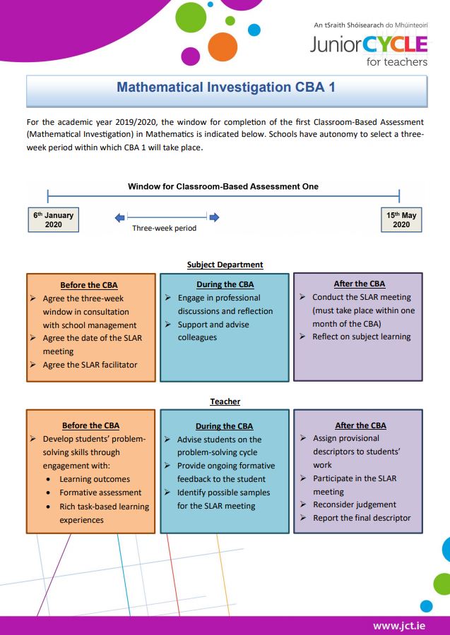 Guidelines for Carrying Out CBA 1 Mathematical Investigation