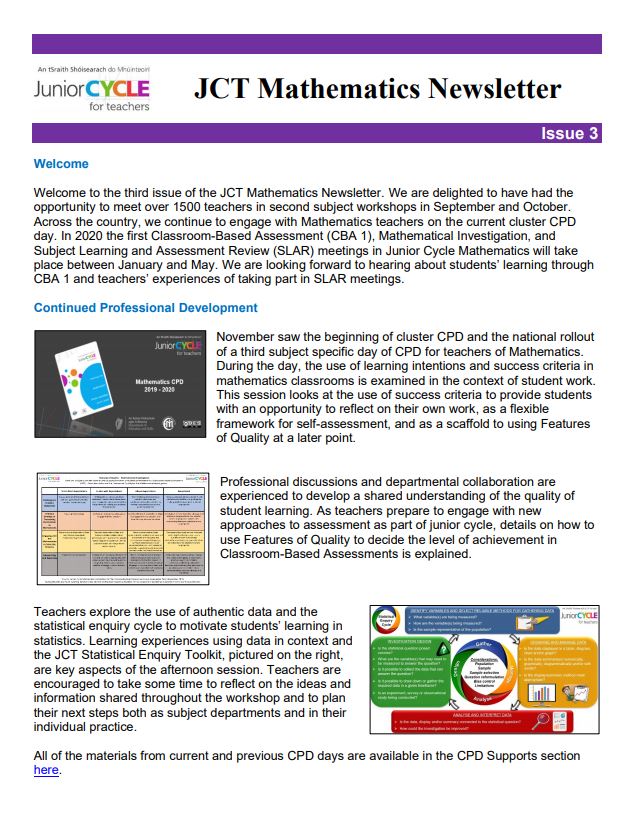 JCT Maths Team Newsletter Issue 3