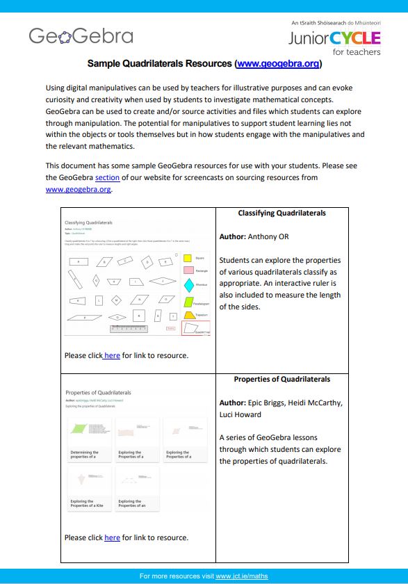 GeoGebra Sample Quadrilaterals Resources