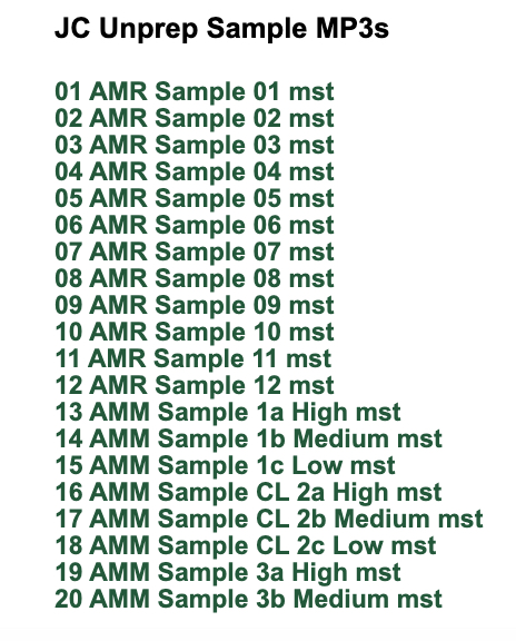 Audio Files for Sample Unprepared Tests