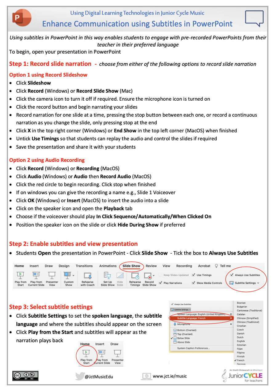 Enhance Communication using Subtitles in POWERPOINT