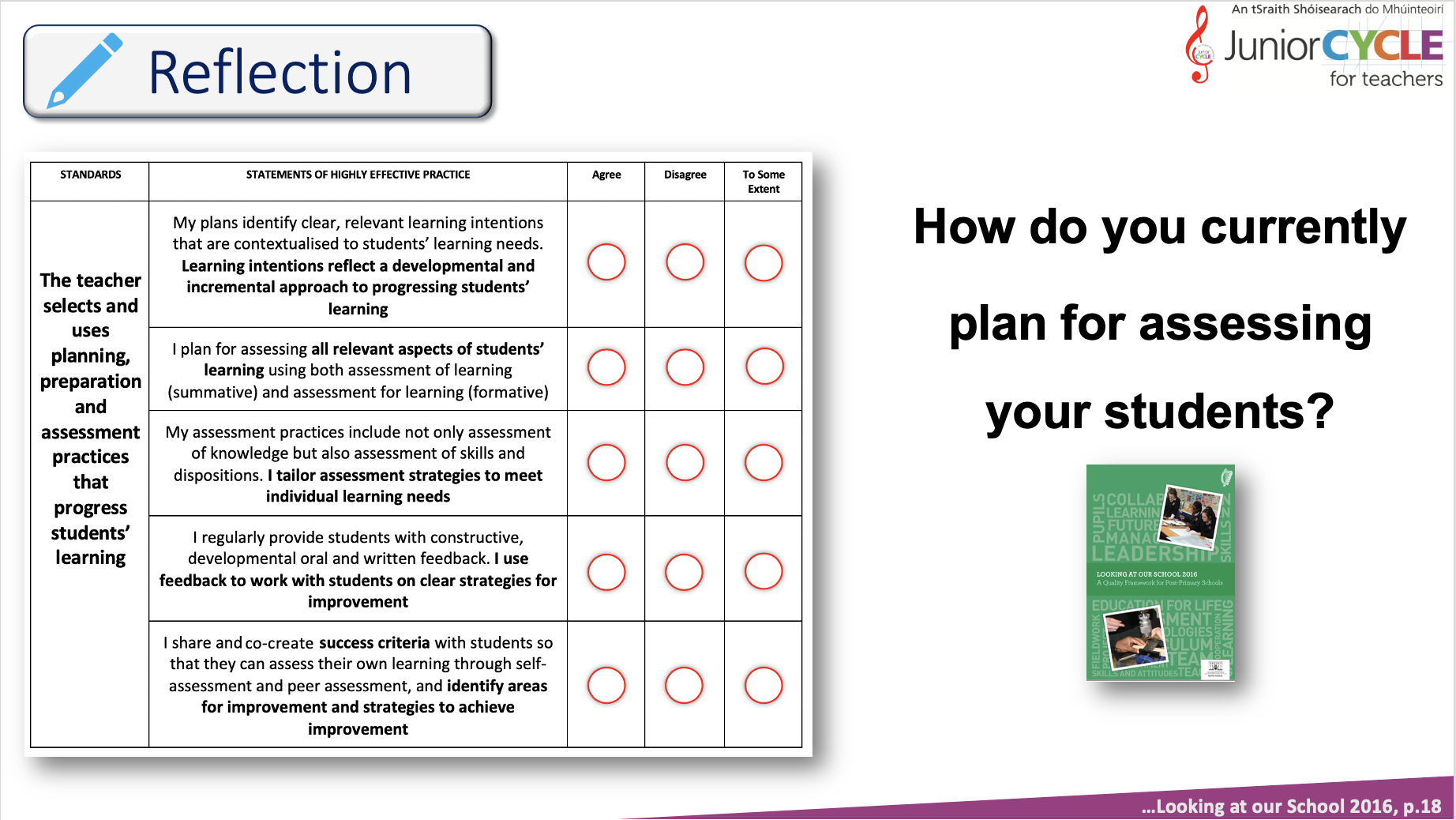 How do you currently plan for assessing your students?