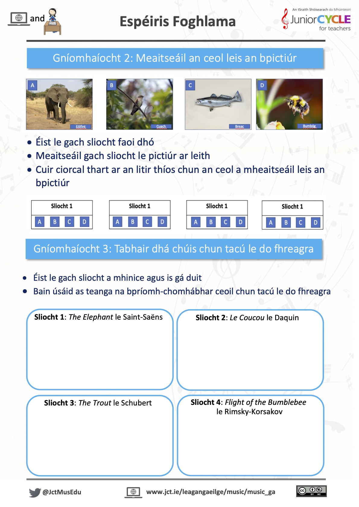 Foghlaim ar Líne - Ceol a Chruthú - Gníomhaíocht 2 & 3