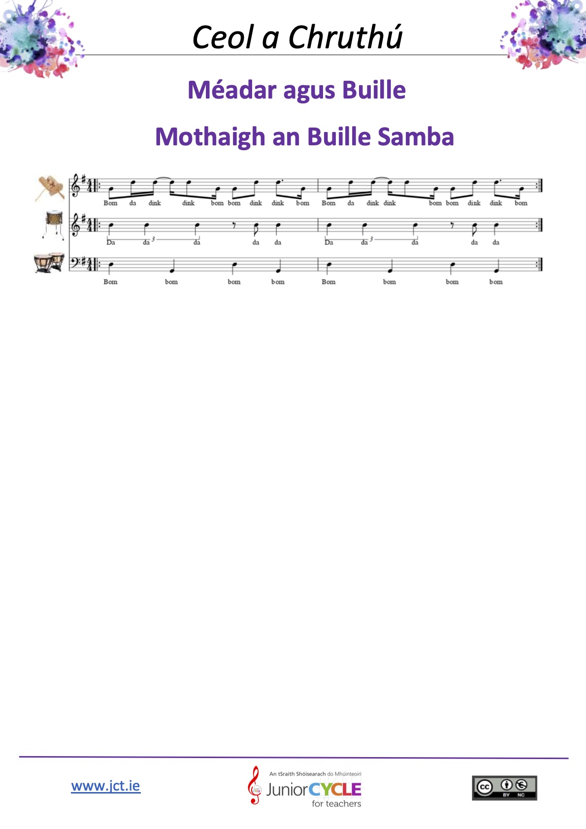 Méadar agus Buille-Mothaigh an Buille Samba