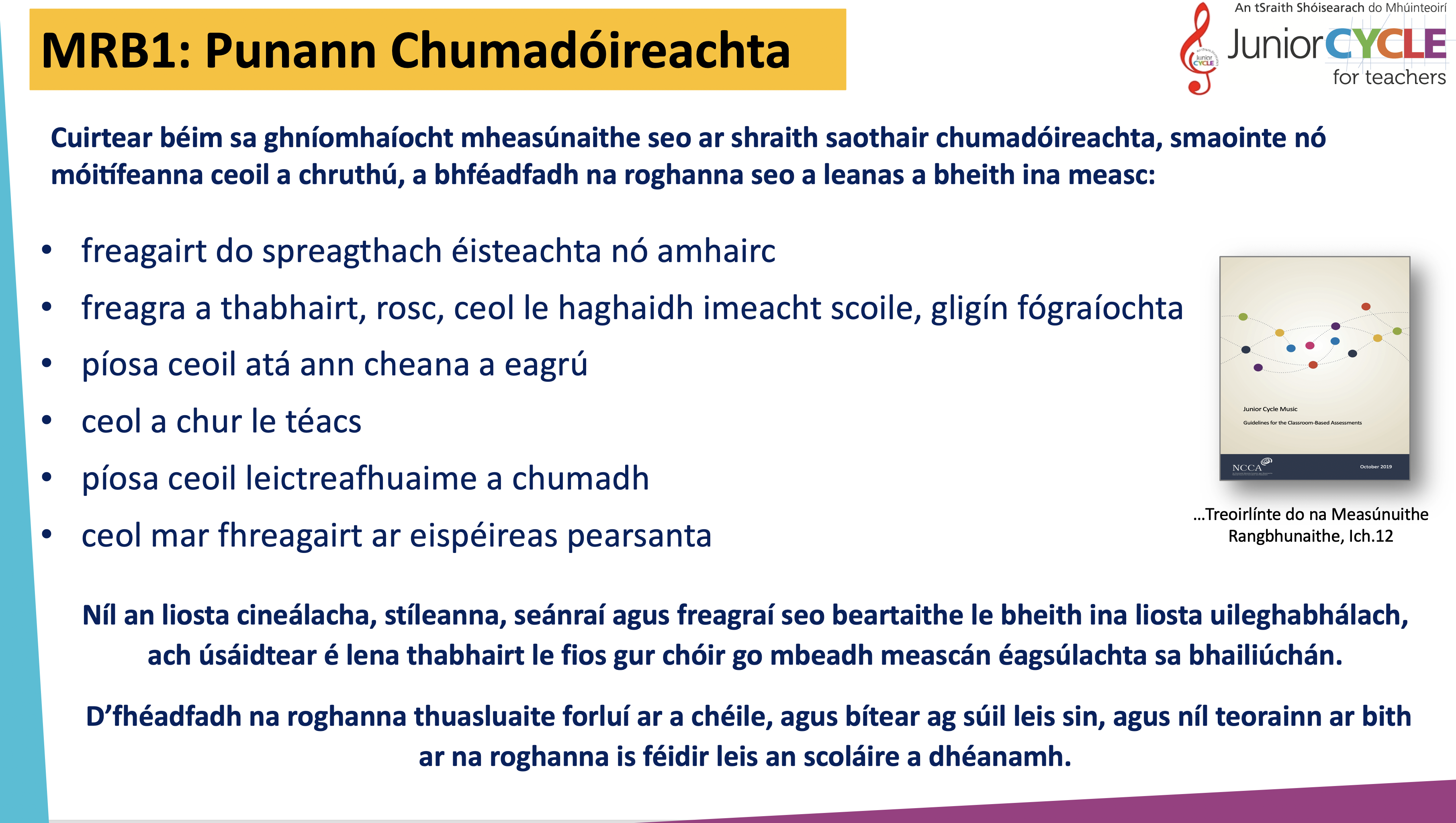 MRB1: Punann Chumadóireachta- Saothair Moltaí