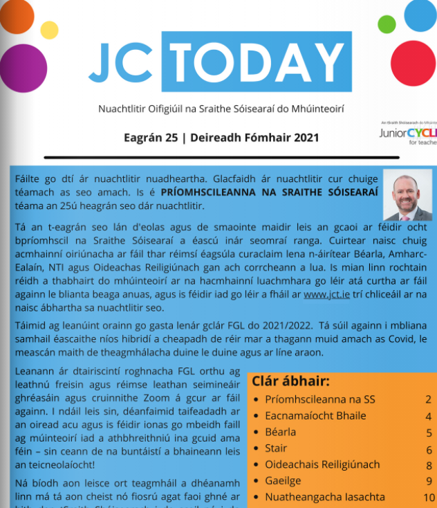 Nuachtlitir JCToday Deireadh Fomhair 2021