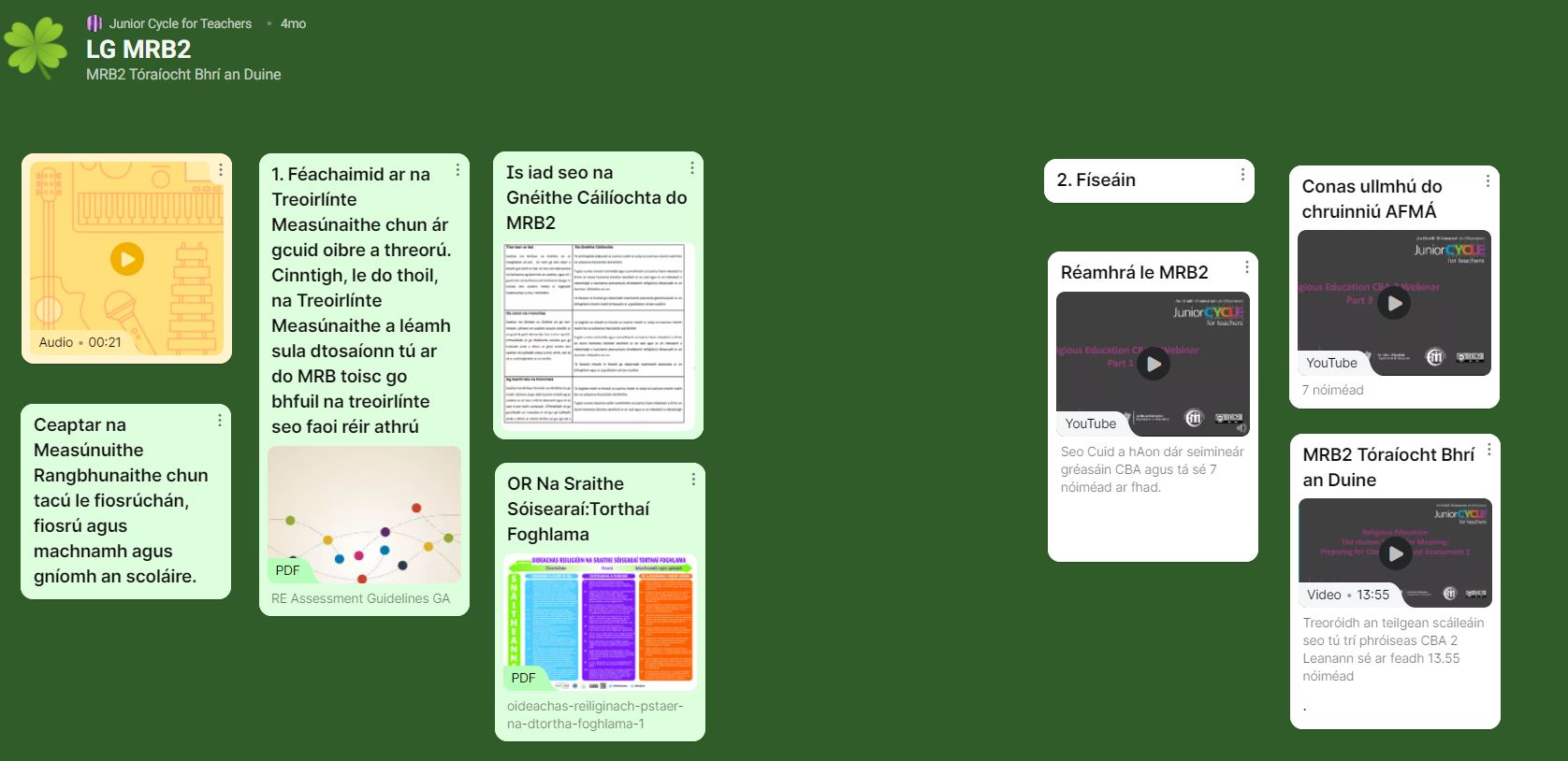 Measúnú Rangbhunaithe 2 Padlet