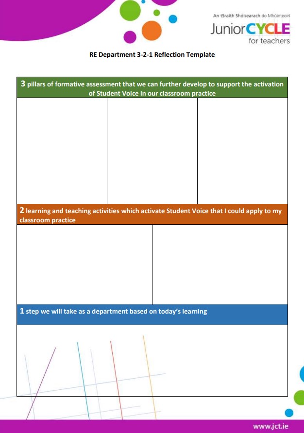 3-2-1 Reflection Template