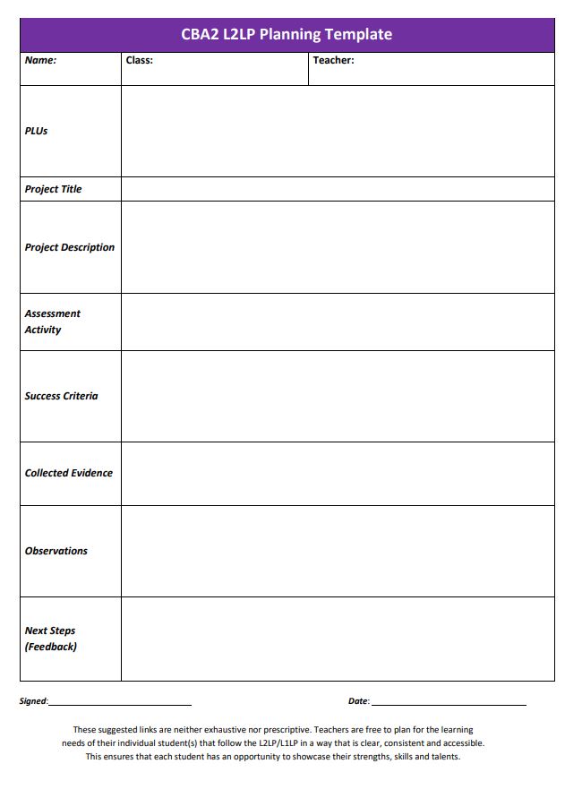 CBA2 Planning Template